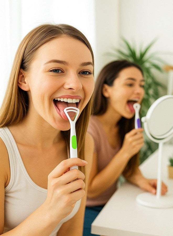 BLISSBORN Plastic Tongue Cleaner, Fights Bad Breath & Oral Health Care Improved Taste Sense, For adult & children Flexible Handle Easy to Use (Pack of 4) (Multicolor) - Image 4